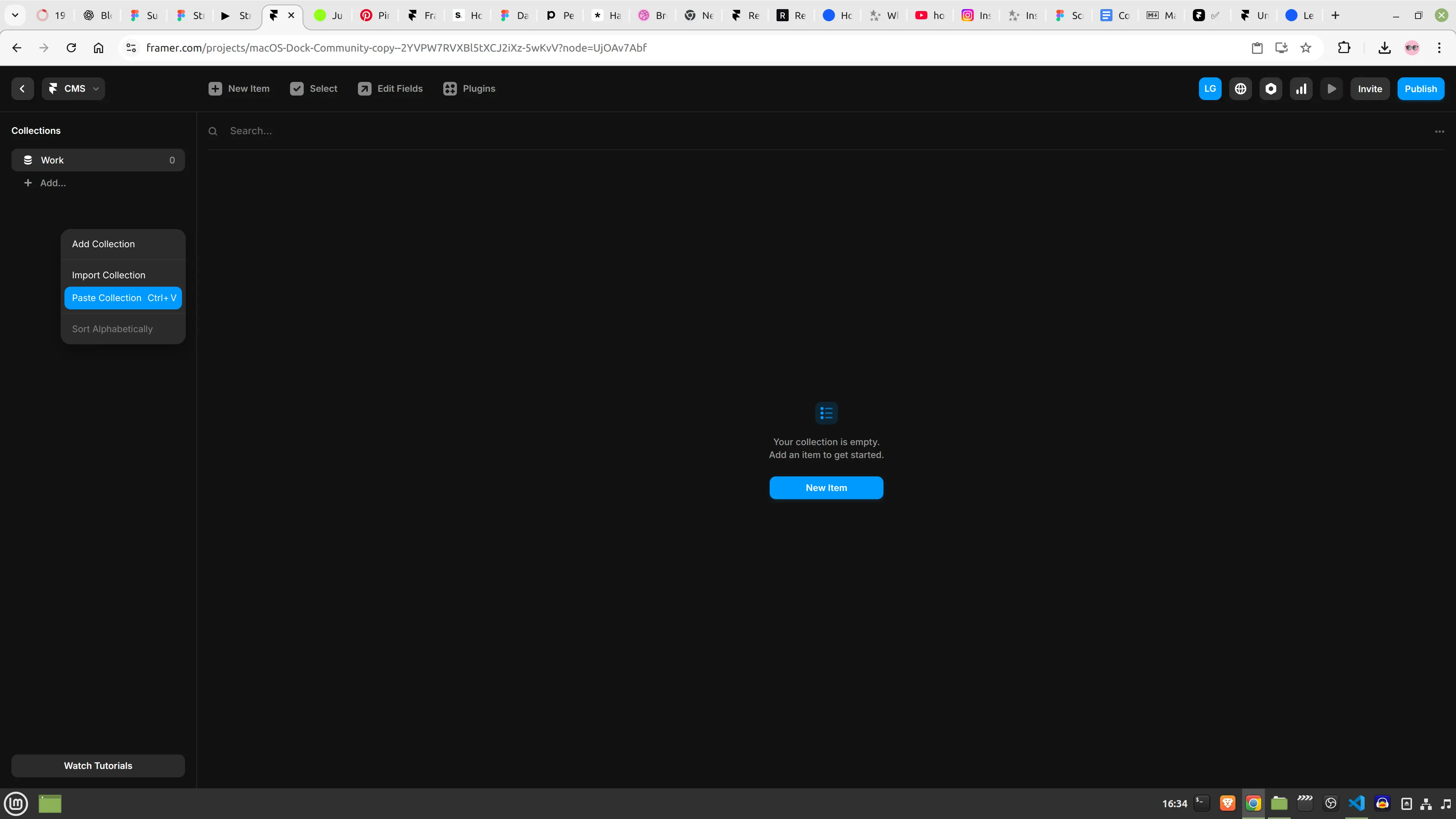 Framer dashboard paste collection