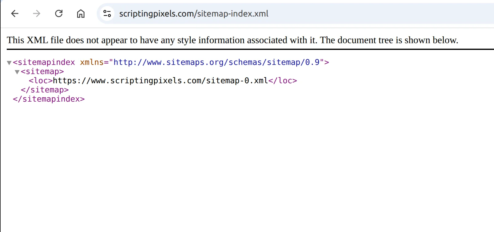 Sitemap URL browser screen capture